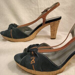 NeroGiardini Leather & Fabric Strappy Platform Sandal